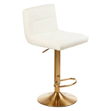 Orsina Baina White Bar Stool – Adjustable Swivel Seat with Round Base