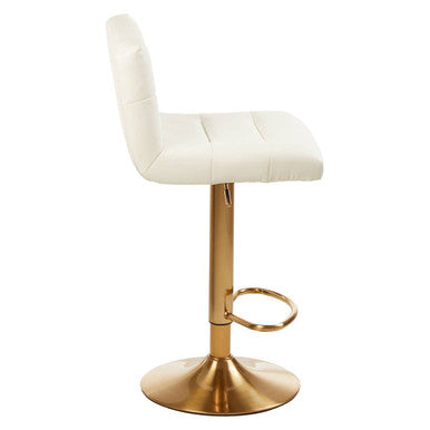 Orsina Baina White Bar Stool – Adjustable Swivel Seat with Round Base