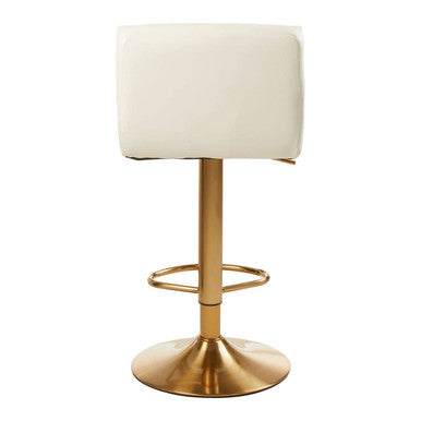 Orsina Baina White Bar Stool – Adjustable Swivel Seat with Round Base