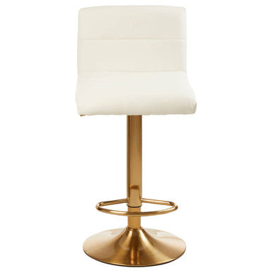 Orsina Baina White Bar Stool – Adjustable Swivel Seat with Round Base