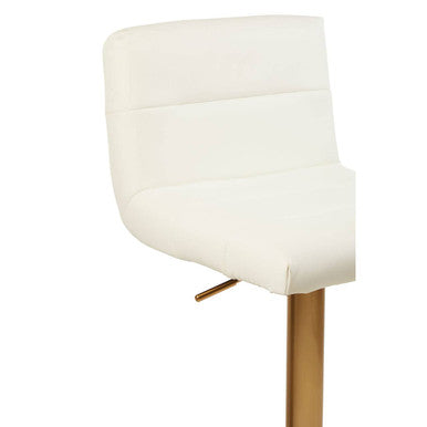 Orsina Baina White Bar Stool – Adjustable Swivel Seat with Round Base