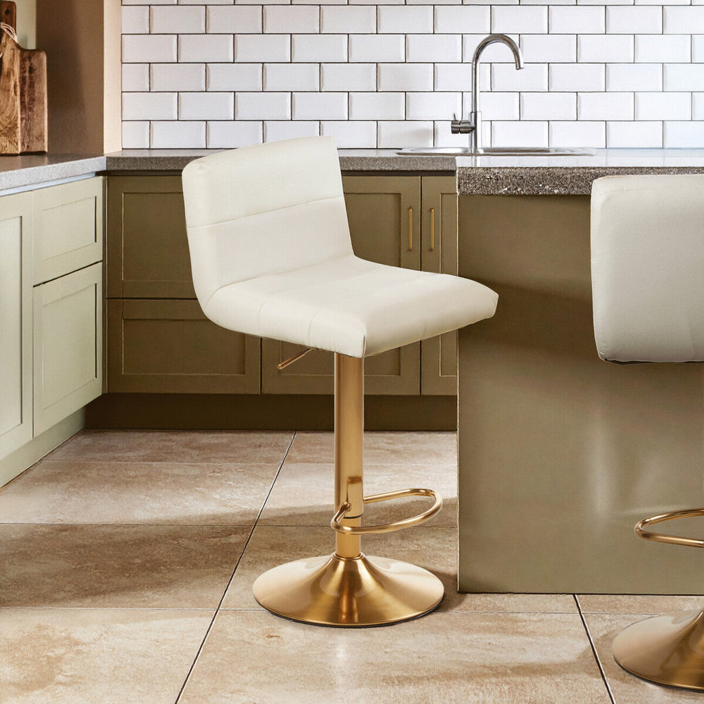 Orsina Baina White Bar Stool – Adjustable Swivel Seat with Round Base