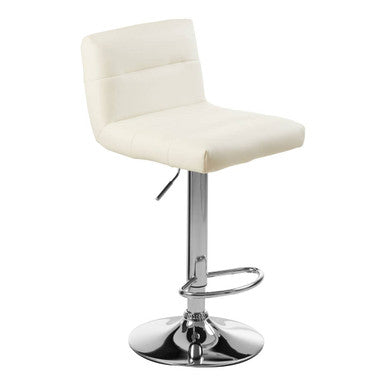 Orsina Baina White Bar Stool – Adjustable Kitchen Seat with Chrome Base