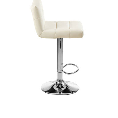 Orsina Baina White Bar Stool – Adjustable Kitchen Seat with Chrome Base