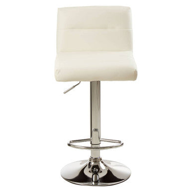 Orsina Baina White Bar Stool – Adjustable Kitchen Seat with Chrome Base