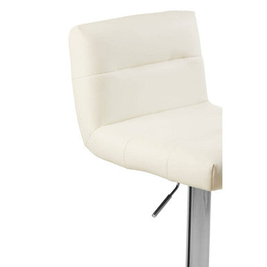 Orsina Baina White Bar Stool – Adjustable Kitchen Seat with Chrome Base