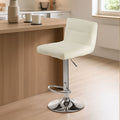 Orsina Baina White Bar Stool – Adjustable Kitchen Seat with Chrome Base