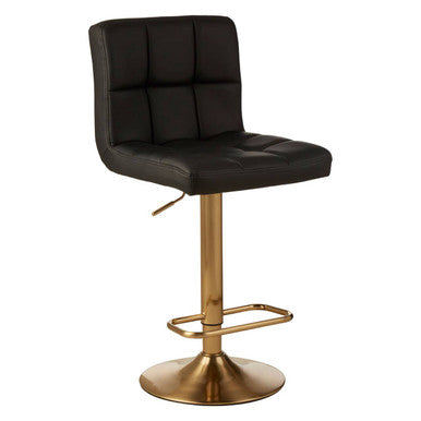Orsina Baina Black Faux Leather Bar Stool – Quilted Swivel Seat