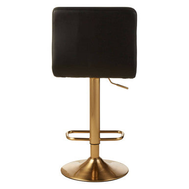 Orsina Baina Black Faux Leather Bar Stool – Quilted Swivel Seat