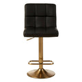Orsina Baina Black Faux Leather Bar Stool – Quilted Swivel Seat