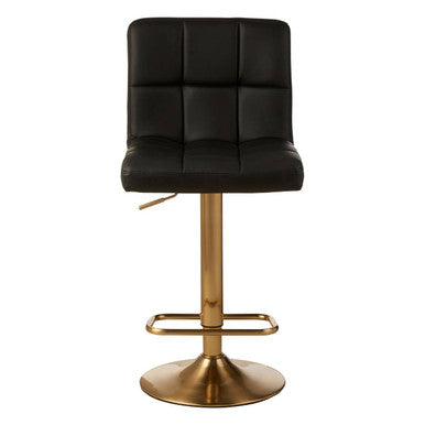Orsina Baina Black Faux Leather Bar Stool – Quilted Swivel Seat