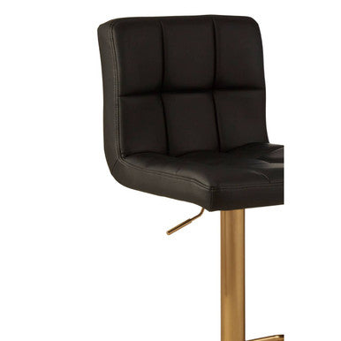Orsina Baina Black Faux Leather Bar Stool – Quilted Swivel Seat