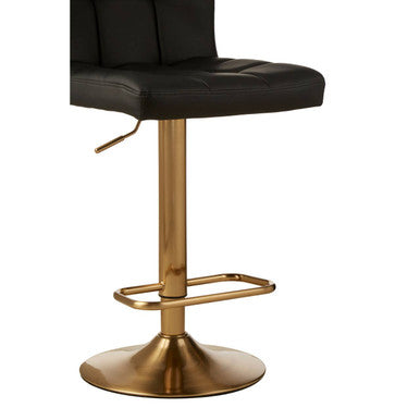 Orsina Baina Black Faux Leather Bar Stool – Quilted Swivel Seat