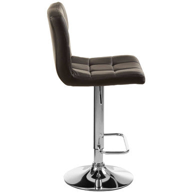 Orsina Baina Quilted Bar Stool – Black Faux Leather with Chrome Base