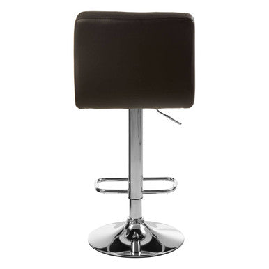 Orsina Baina Quilted Bar Stool – Black Faux Leather with Chrome Base