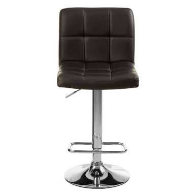 Orsina Baina Quilted Bar Stool – Black Faux Leather with Chrome Base
