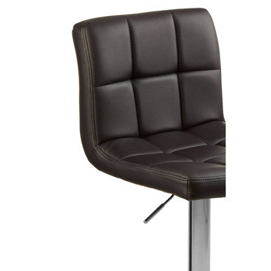 Orsina Baina Quilted Bar Stool – Black Faux Leather with Chrome Base