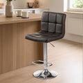 Orsina Baina Quilted Bar Stool – Black Faux Leather with Chrome Base
