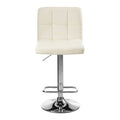Orsina Baina White Quilted Faux Leather Bar Stool | Adjustable Chrome Base