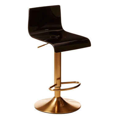 Orsina Baina Black Acrylic Bar Stool | Adjustable Gold Base