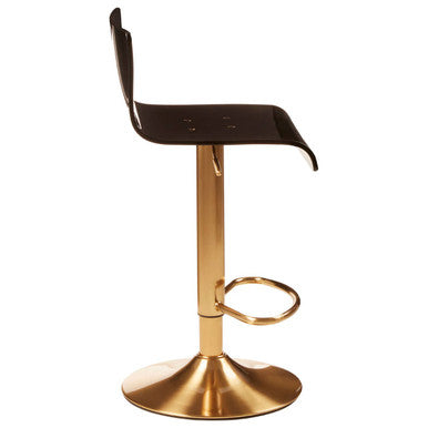 Orsina Baina Black Acrylic Bar Stool | Adjustable Gold Base