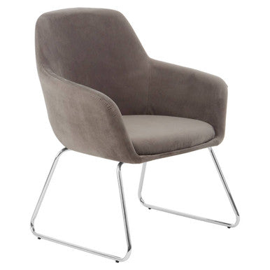 Orsina Stockholm Grey Velvet Dining Chair | Modern Chrome Legs