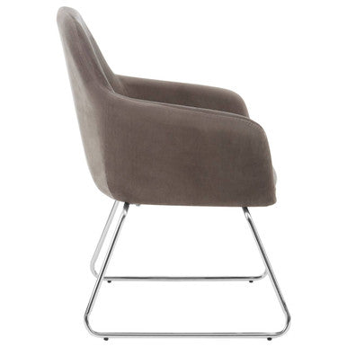 Orsina Stockholm Grey Velvet Dining Chair | Modern Chrome Legs
