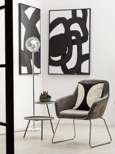 Orsina Stockholm Grey Velvet Dining Chair | Modern Chrome Legs