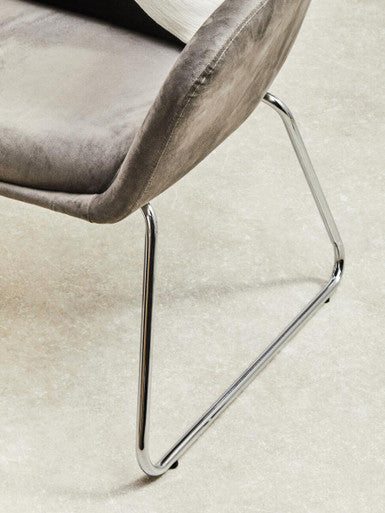Orsina Stockholm Grey Velvet Dining Chair | Modern Chrome Legs