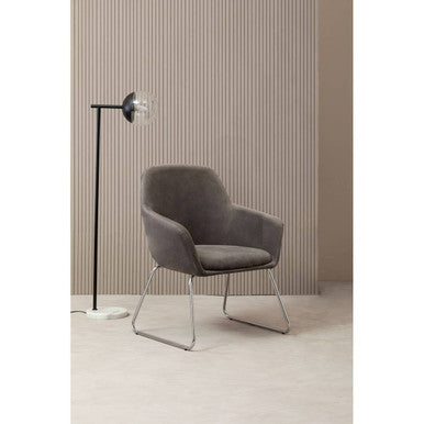 Orsina Stockholm Grey Velvet Dining Chair | Modern Chrome Legs