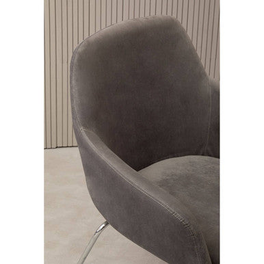 Orsina Stockholm Grey Velvet Dining Chair | Modern Chrome Legs