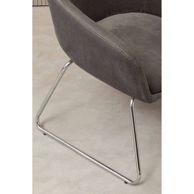 Orsina Stockholm Grey Velvet Dining Chair | Modern Chrome Legs