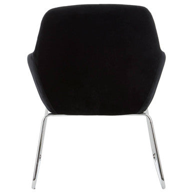 Orsina Stockholm Black Velvet Dining Chair with Modern Chrome Sled Legs