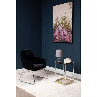 Orsina Stockholm Black Velvet Dining Chair with Modern Chrome Sled Legs