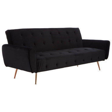 Orsina Hayton Black Velvet Sofa Bed – Modern Tufted Sleeper Sofa