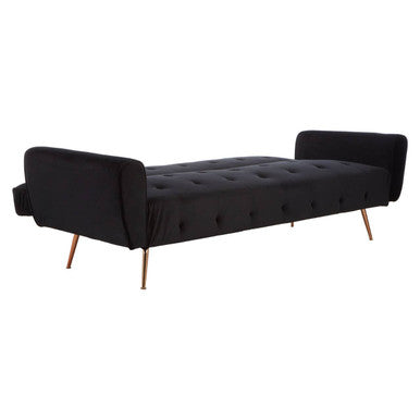 Orsina Hayton Black Velvet Sofa Bed – Modern Tufted Sleeper Sofa
