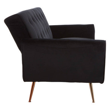 Orsina Hayton Black Velvet Sofa Bed – Modern Tufted Sleeper Sofa