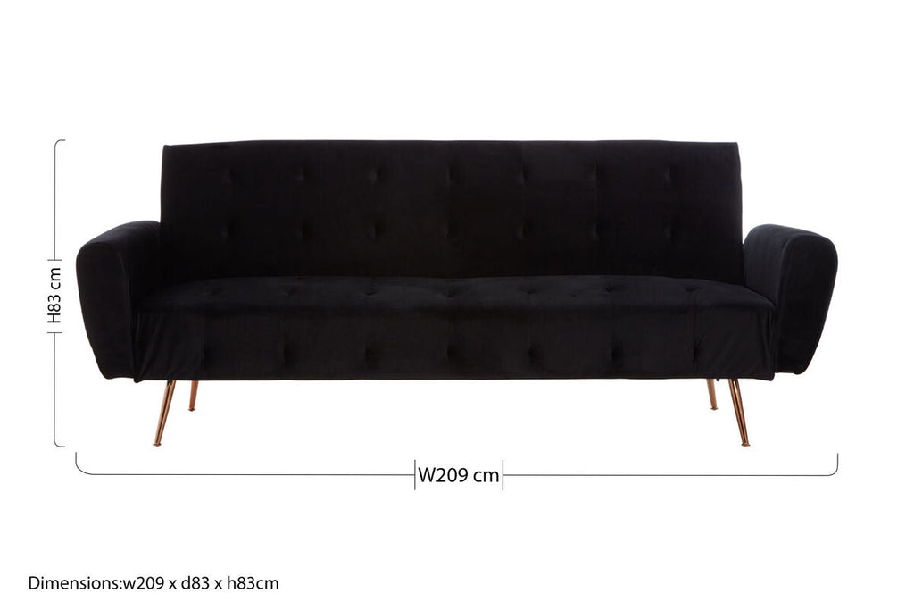 Orsina Hayton Black Velvet Sofa Bed – Modern Tufted Sleeper Sofa