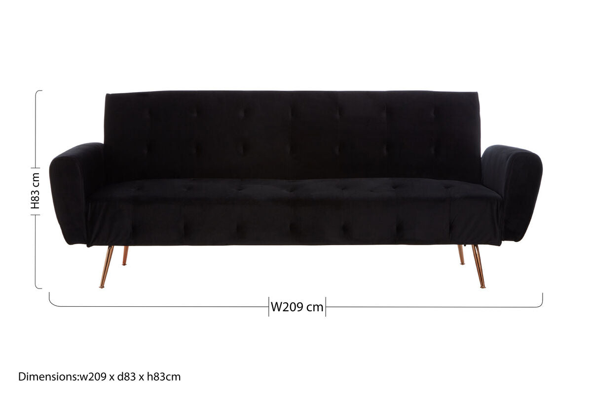 Orsina Hayton Black Velvet Sofa Bed – Modern Tufted Sleeper Sofa