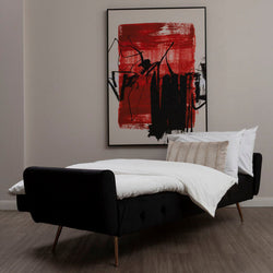 Orsina Hayton Black Velvet Sofa Bed – Modern Tufted Sleeper Sofa