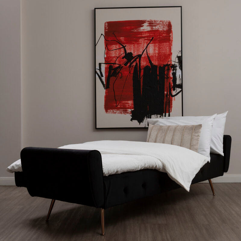 Orsina Hayton Black Velvet Sofa Bed – Modern Tufted Sleeper Sofa