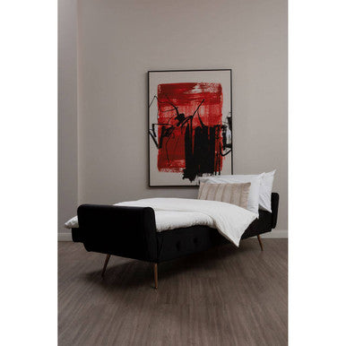 Orsina Hayton Black Velvet Sofa Bed – Modern Tufted Sleeper Sofa