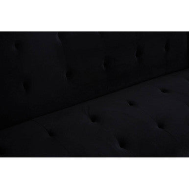 Orsina Hayton Black Velvet Sofa Bed – Modern Tufted Sleeper Sofa