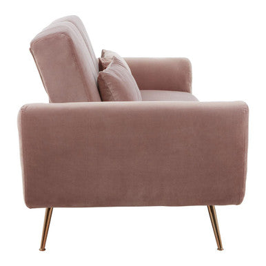 Orsina Hatton Pink Velvet Sofa Bed – Modern Convertible Guest Bed