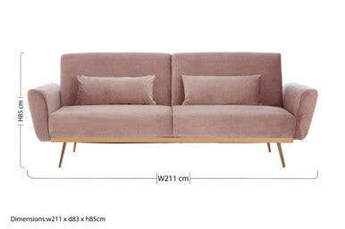 Orsina Hatton Pink Velvet Sofa Bed – Modern Convertible Guest Bed