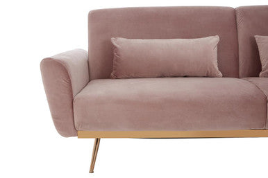 Orsina Hatton Pink Velvet Sofa Bed – Modern Convertible Guest Bed