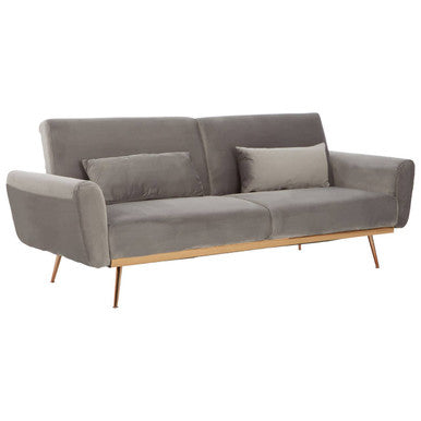 Orsina Hatton Grey Velvet Sofa Bed – Modern Convertible Guest Sleeper