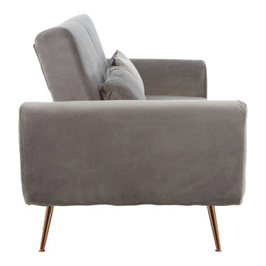 Orsina Hatton Grey Velvet Sofa Bed – Modern Convertible Guest Sleeper
