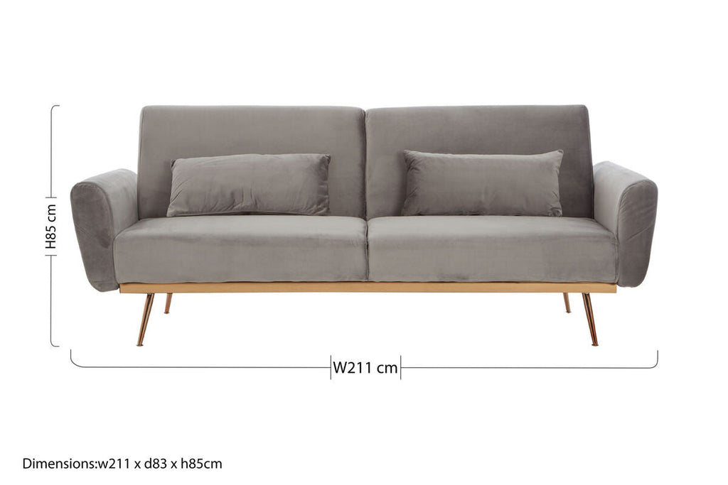 Orsina Hatton Grey Velvet Sofa Bed – Modern Convertible Guest Sleeper