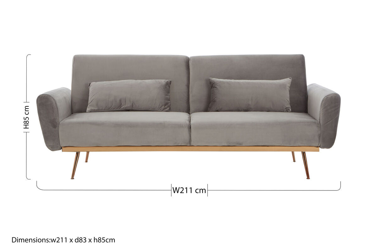 Orsina Hatton Grey Velvet Sofa Bed – Modern Convertible Guest Sleeper